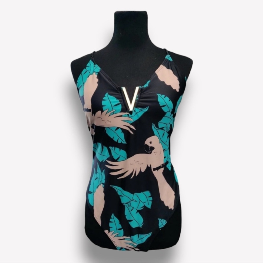 Tropical Jungle Printed Pink and Teal One Piece
Swimsuit Extra Large
